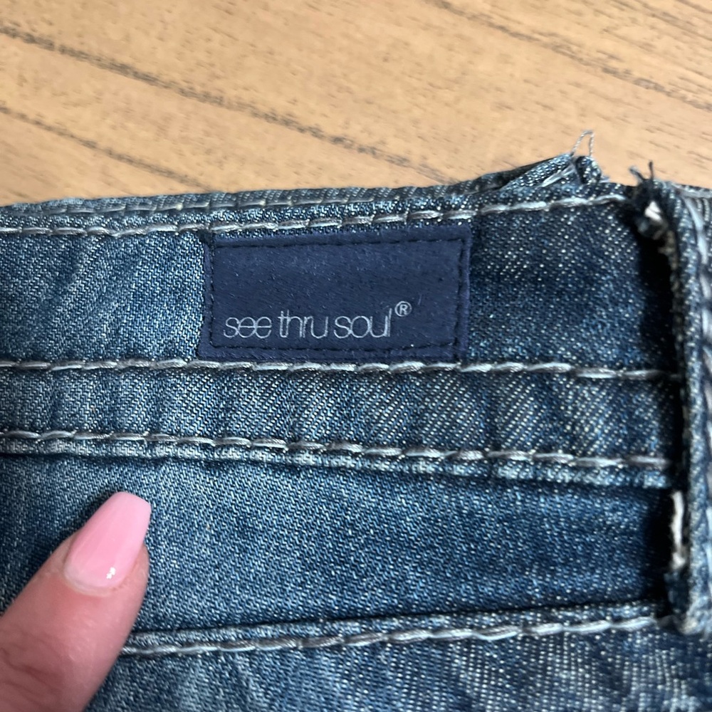 See Thru Soul Blue Flare & Wide Leg Jeans